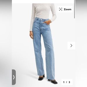 Mango Nora Light Blue High-Waist Wide Leg Jeans